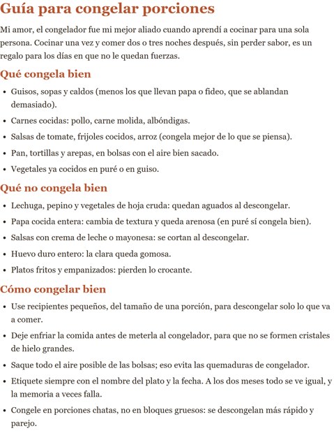 Página del libro: guía para congelar